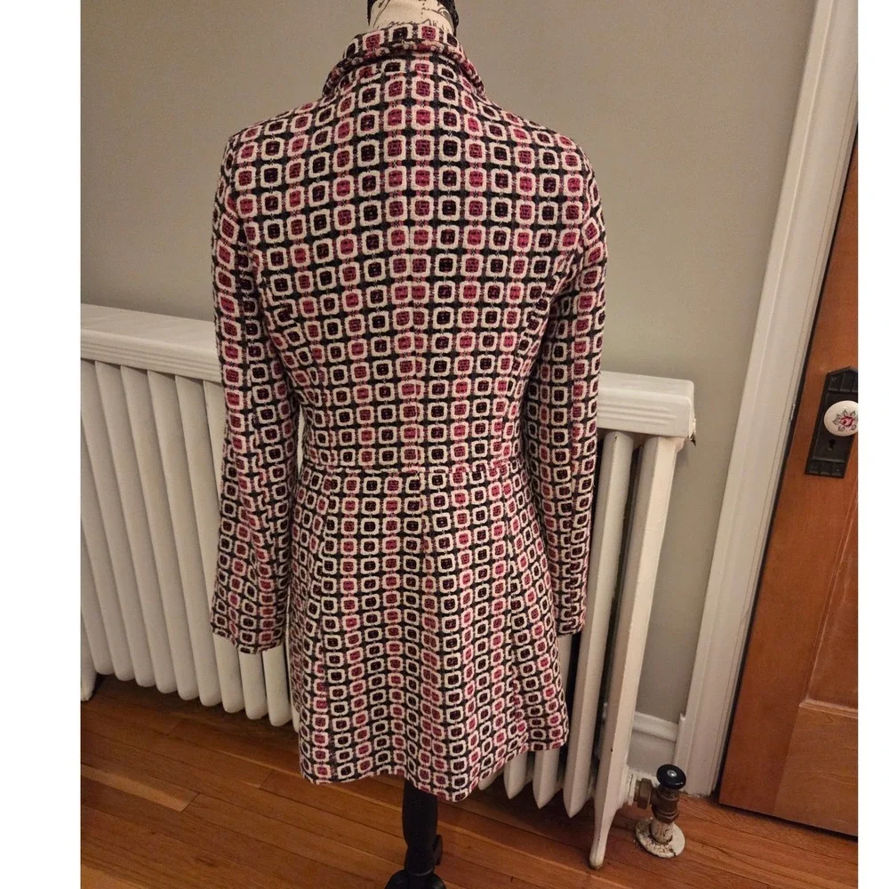 Y2K Bouclé Coat, Pink Tweed, Coquette, Twee, Mod, Retro, Statement Jacket, Sz M - Picture 3 of 15